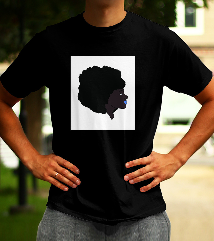 Afro Girl Silhouette With Blue Lips 751942 T-Shirt
