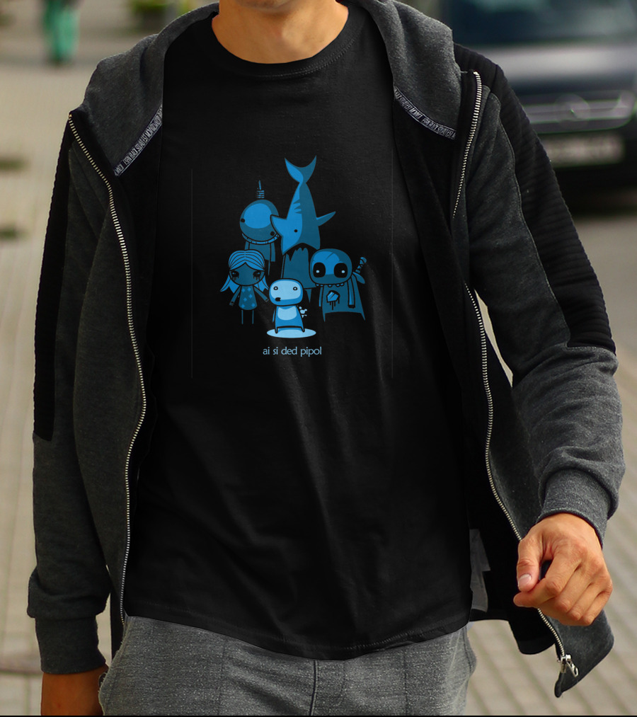 Ai Si Ded Pipol Cute Monster Characters T-Shirt