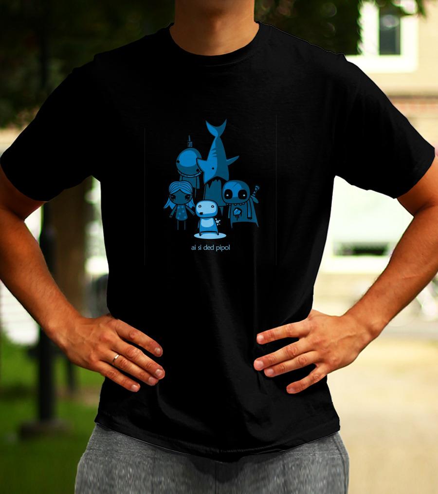 Ai Si Ded Pipol Cute Monster Characters T-Shirt
