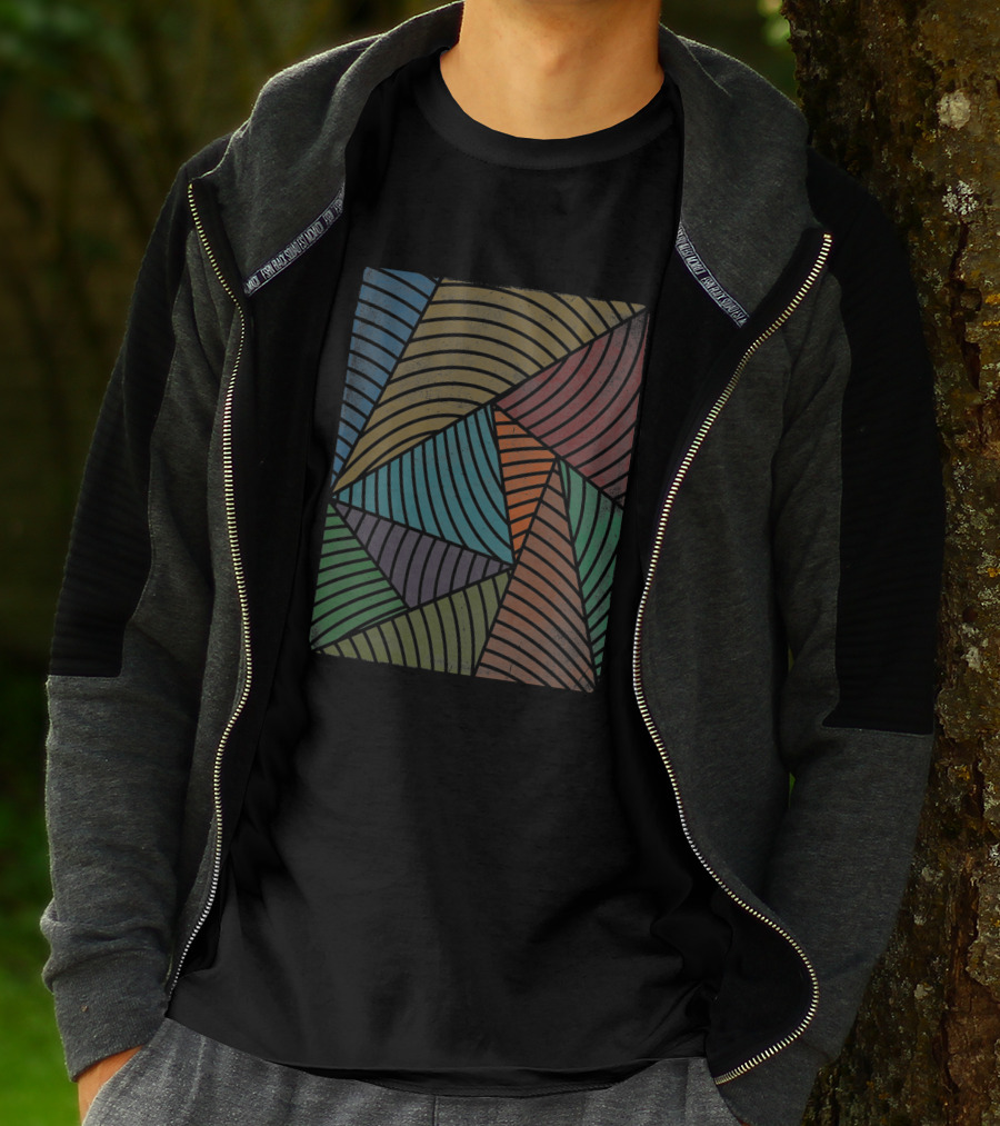 Algorithm 386 Geometric Abstract Multi-Color T-Shirt