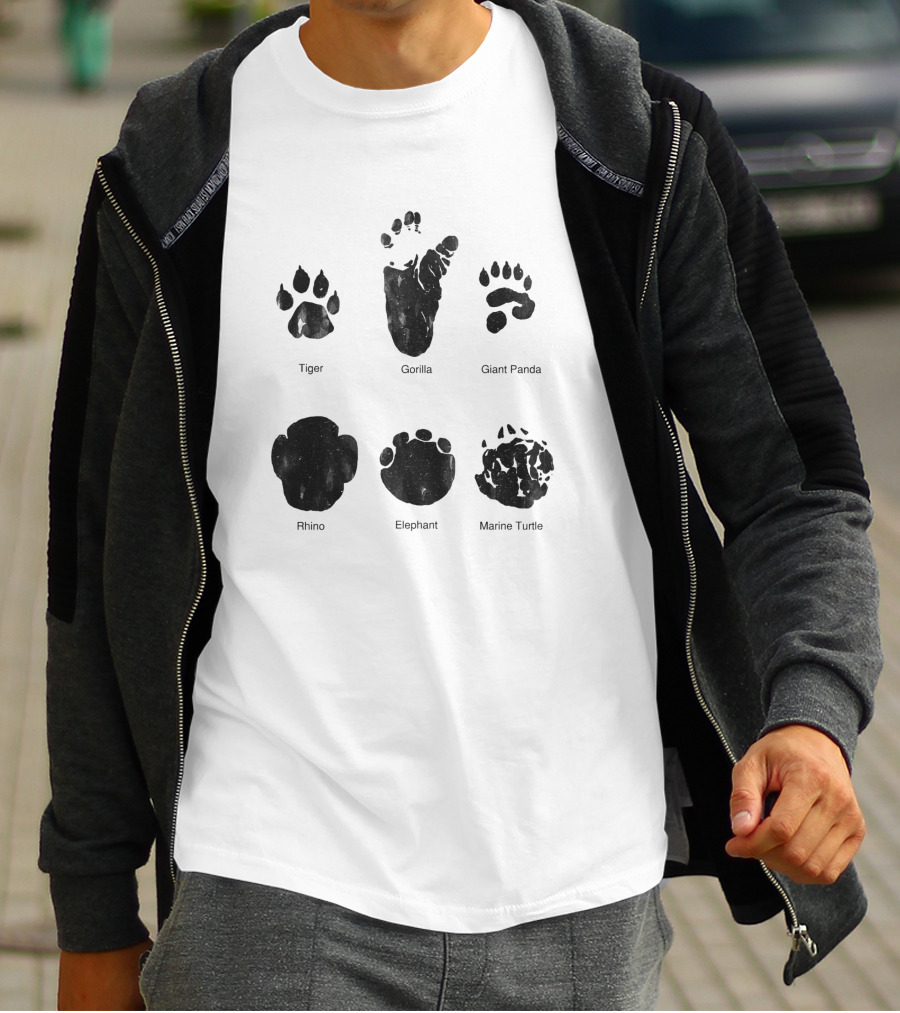 Tiger Goat Giant Panda Rhino Elephant Marine Turtle Animal Tracks 6456 T-Shirt