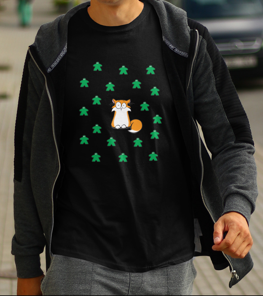 Apollo And The Meeples Cat Surrounded By Green Game Pieces 467869 T-Shirt