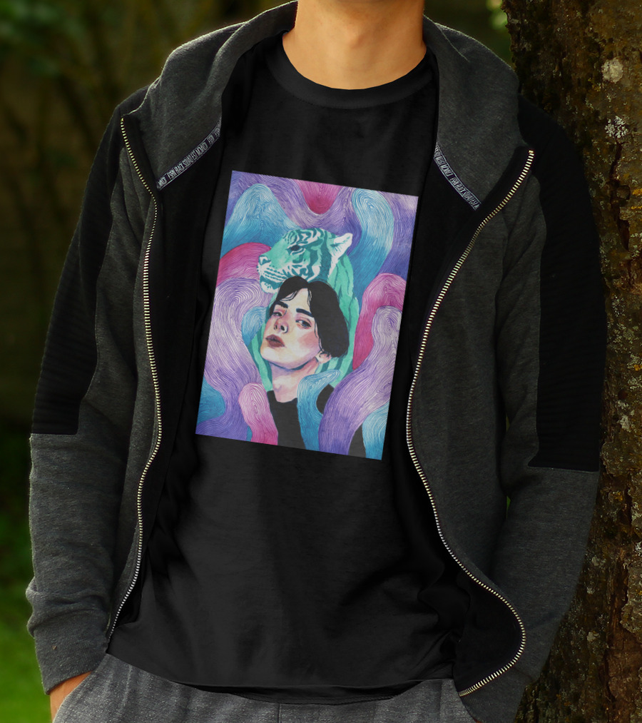 Aura 916131 Psychedelic Tiger And Portrait Fusion T-Shirt