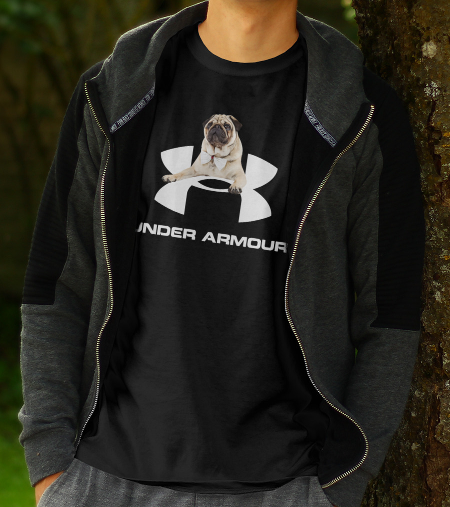 Under Armour Parody With Pug In Bow Tie T-Shirt