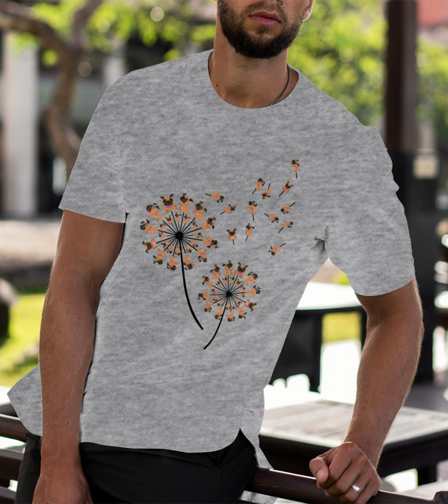 Pug Blossoms In Dandelion Puff Transformation T-Shirt