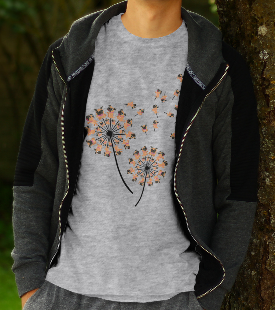Pug Blossoms In Dandelion Puff Transformation T-Shirt