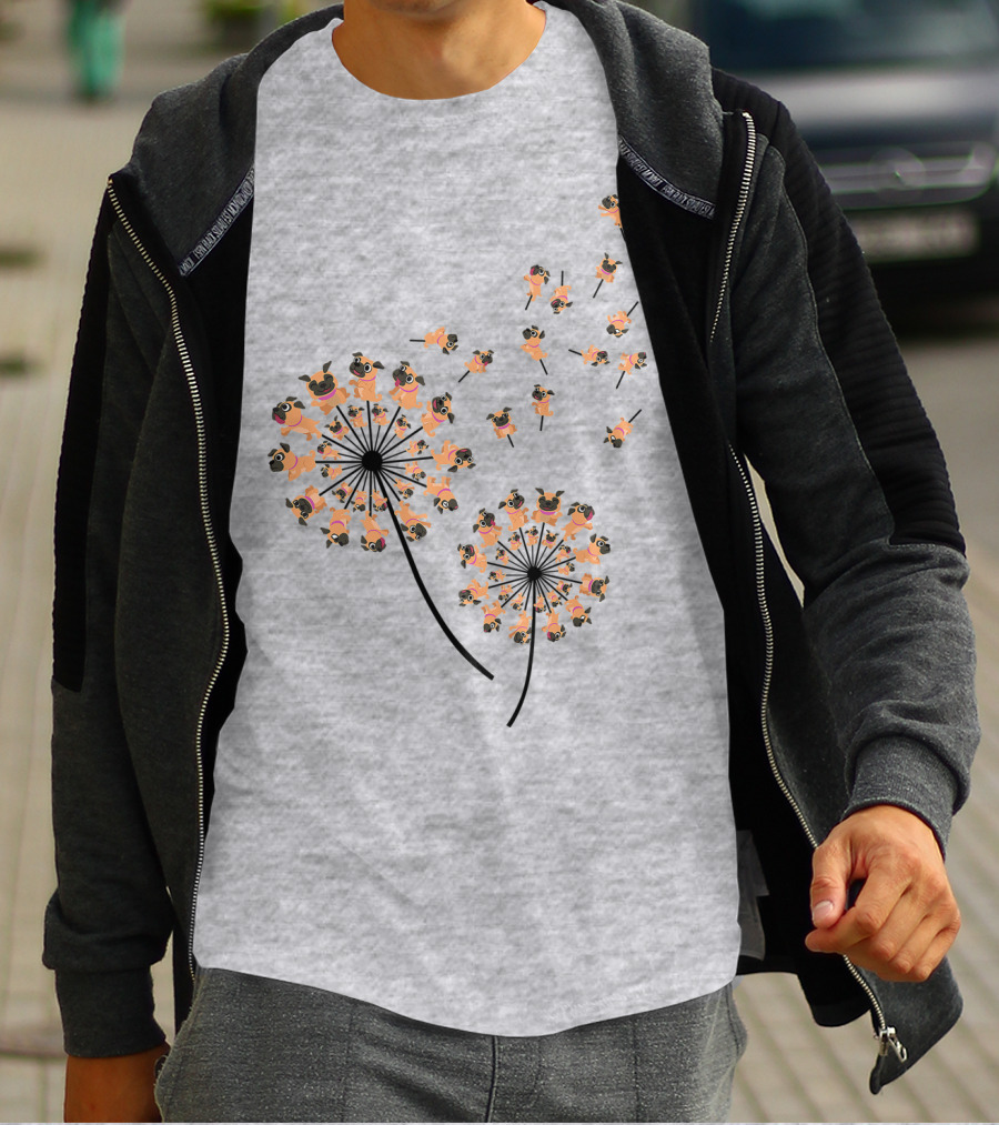 Pug Blossoms In Dandelion Puff Transformation T-Shirt