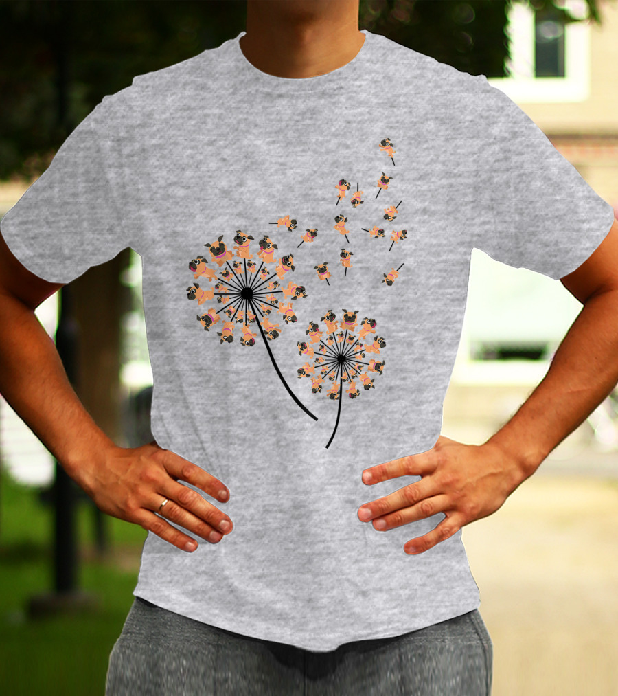 Pug Blossoms In Dandelion Puff Transformation T-Shirt