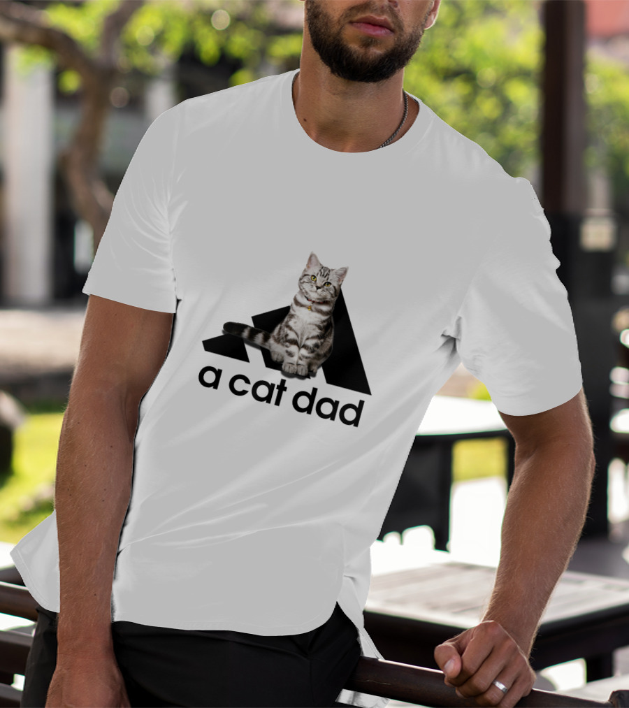 A Cat Dad Logo Style With Tabby Cat T-Shirt