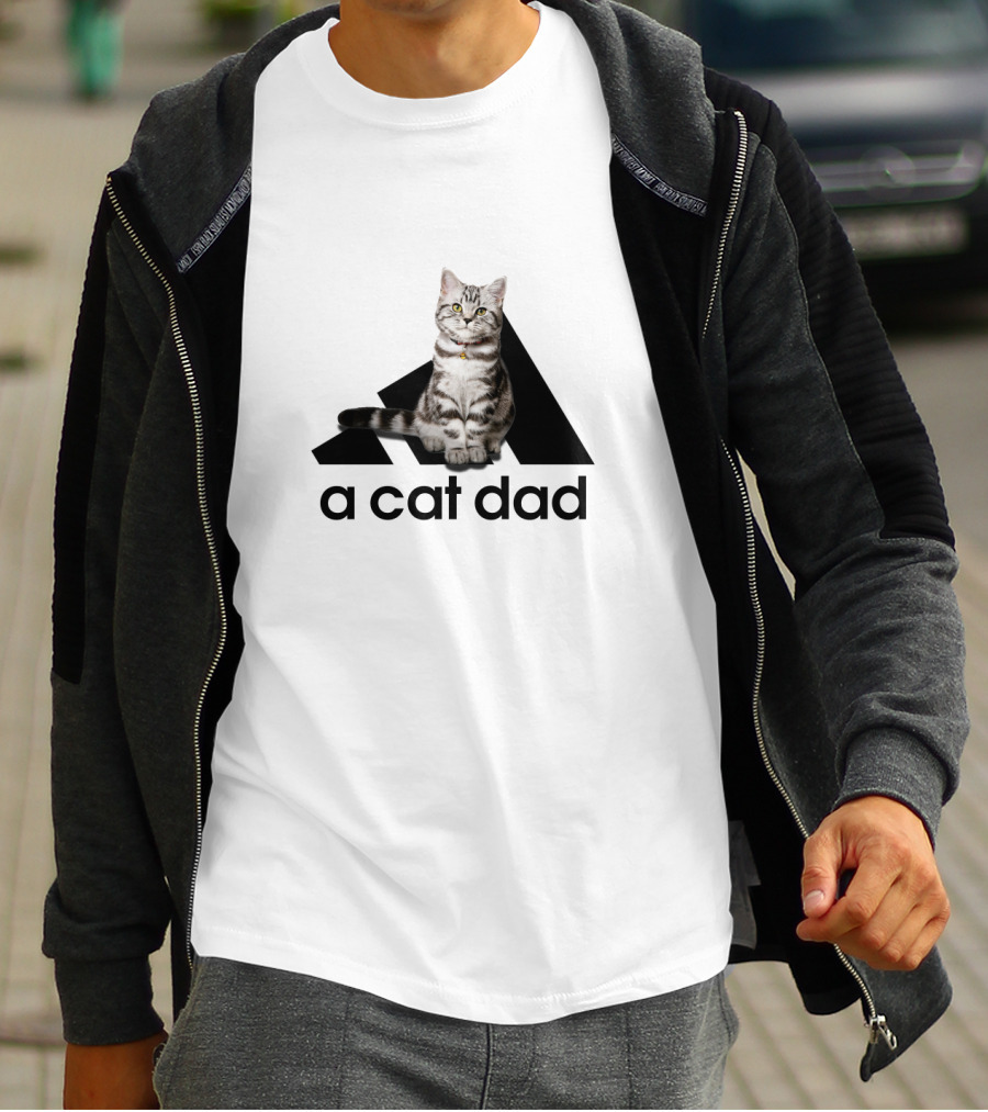 A Cat Dad Logo Style With Tabby Cat T-Shirt