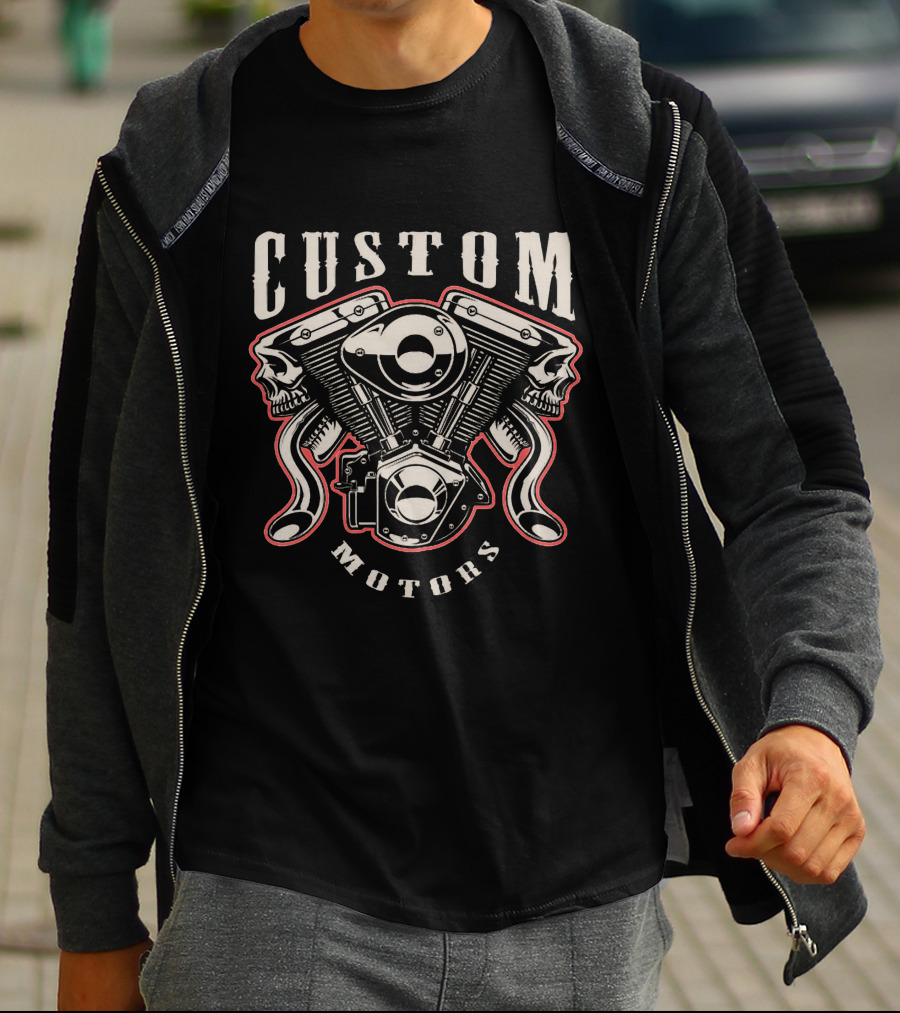 Custom Motors Skull Engine T-Shirt