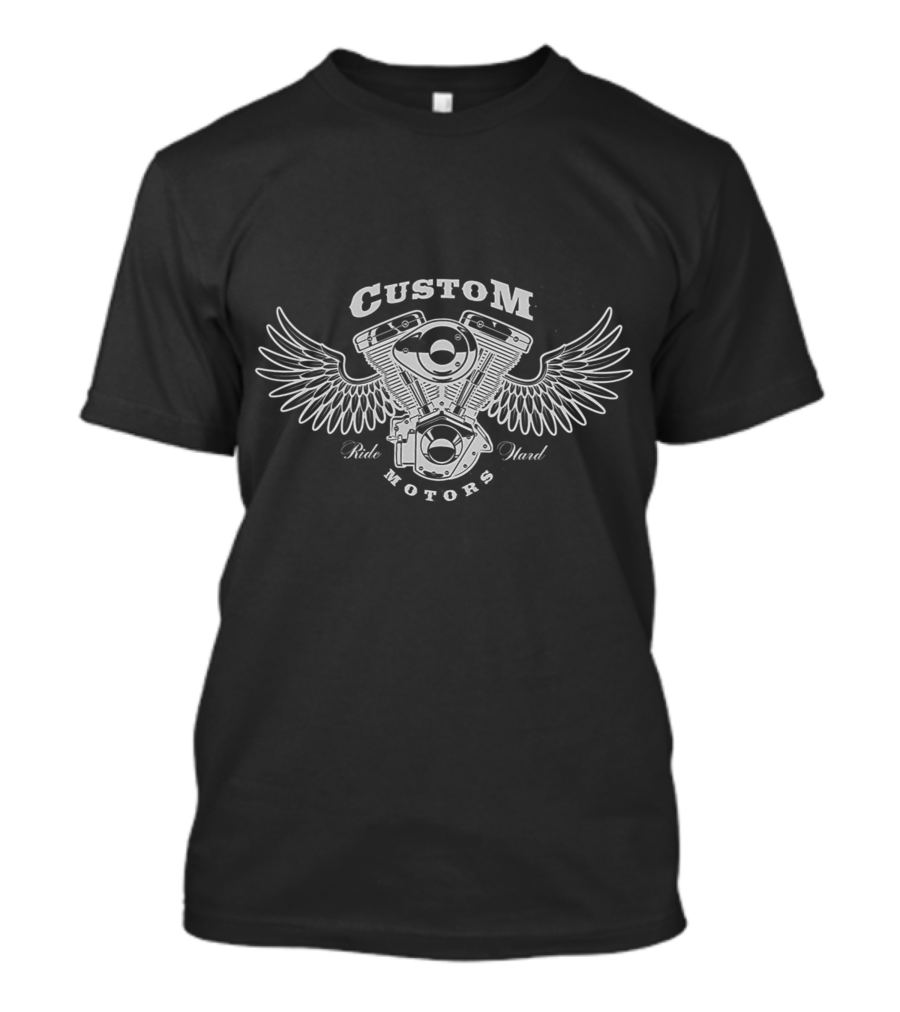 Custom Ride Hard Motors Engine With Wings T-Shirt
