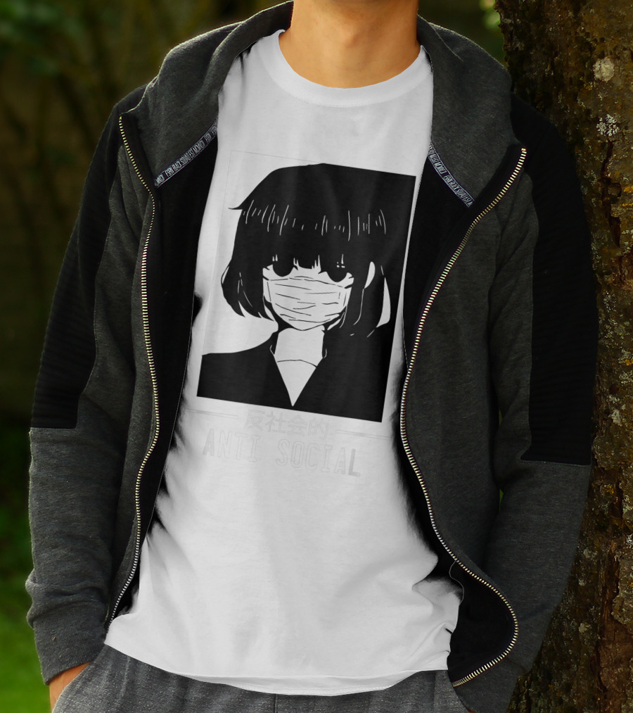 Anime Anti Social Japanese Text Vaporwave Aesthetic T-Shirt