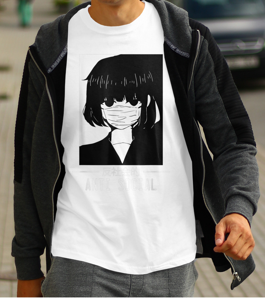 Anime Anti Social Japanese Text Vaporwave Aesthetic T-Shirt