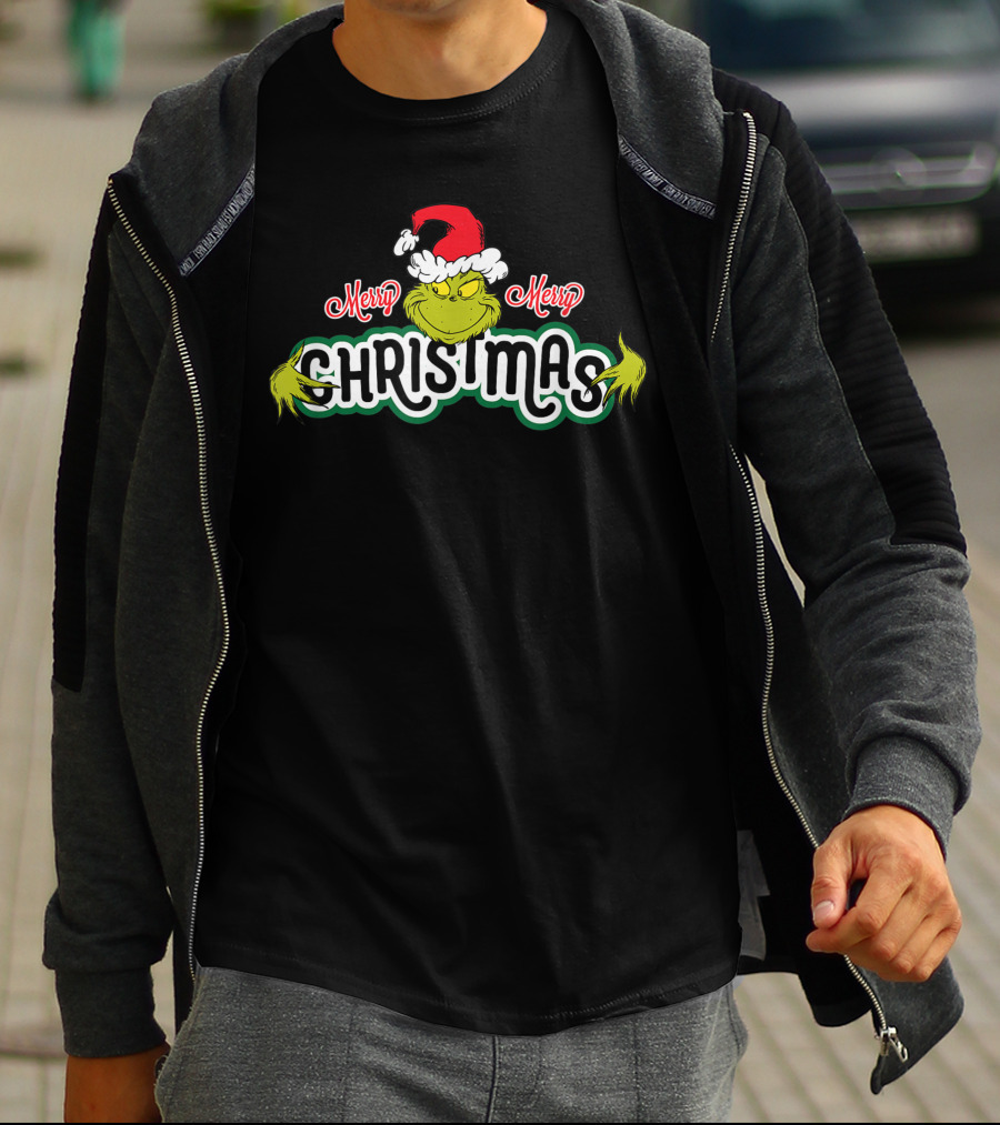 Merry Grinch Christmas Santa Hat T-Shirt