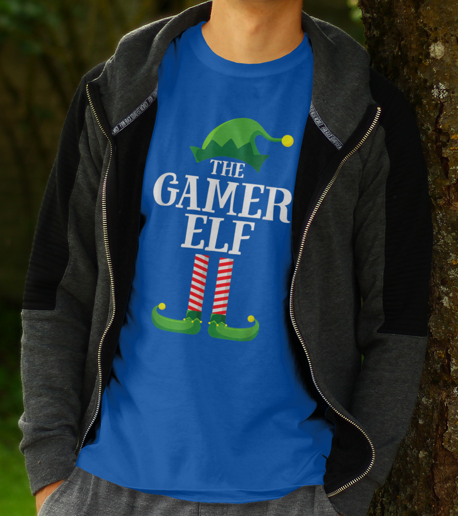 The Gamer Elf Matching Family Group Christmas Party Holiday T-Shirt