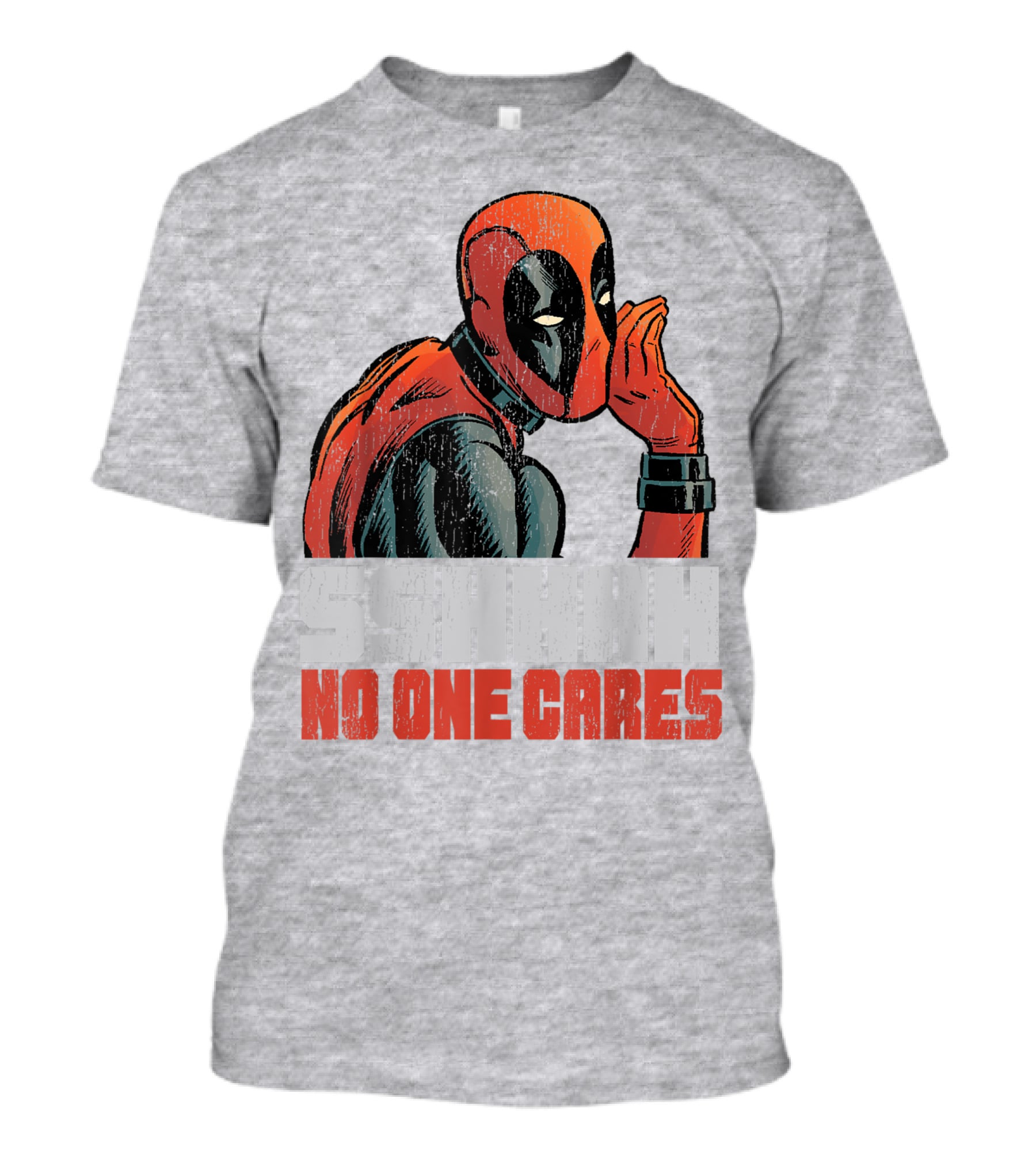 Marvel Deadpool SSHHHH No One Cares Whisper Red And Black Suit Hero T-Shirt