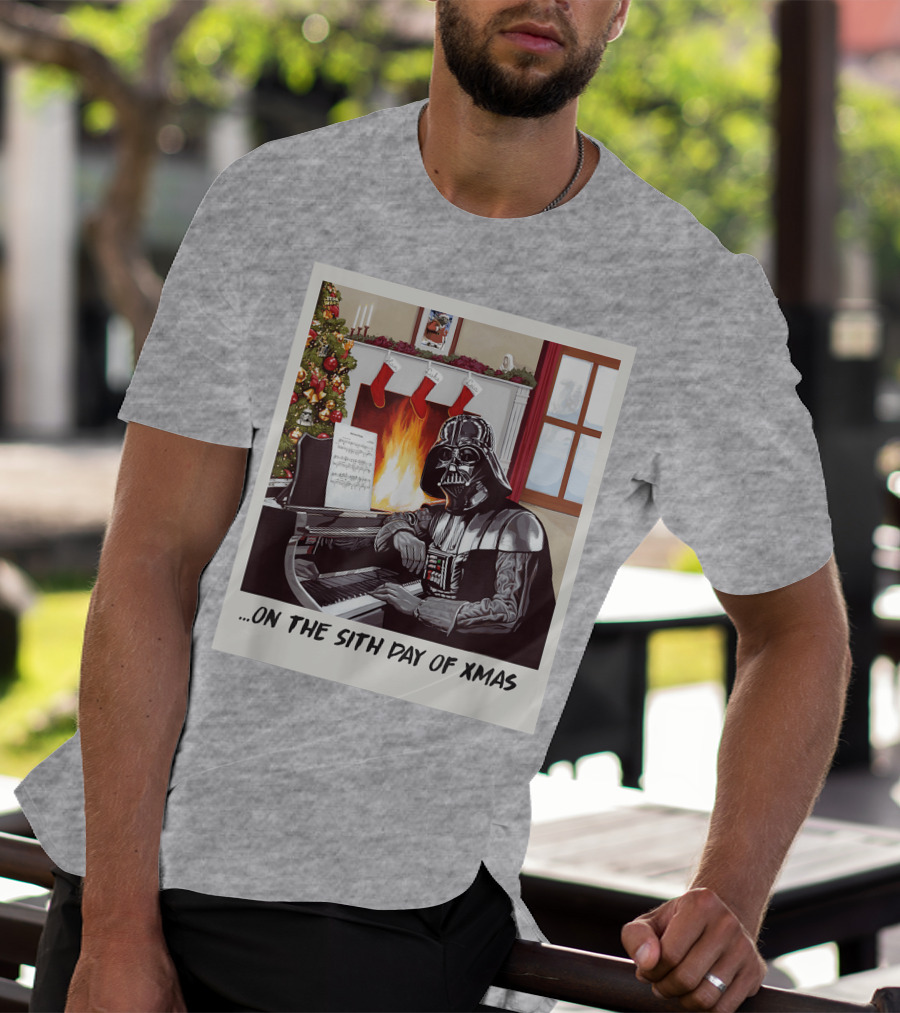 Darth Vader On The Sith Day Of Xmas By Fireplace T-Shirt