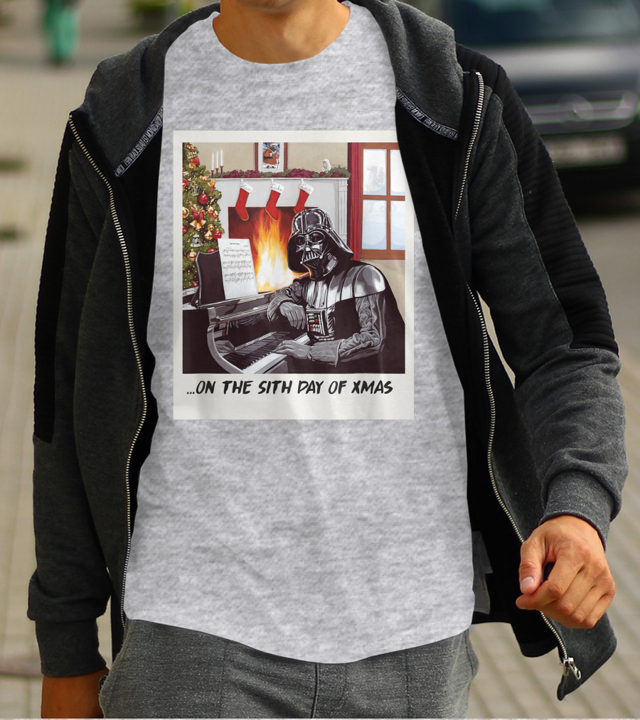 Darth Vader On The Sith Day Of Xmas By Fireplace T-Shirt