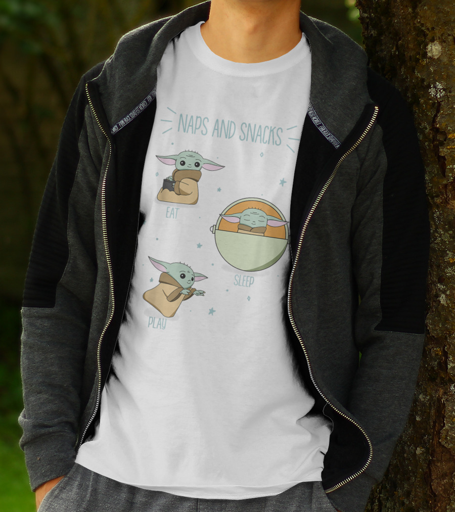 The Mandalorian The Child Eat Sleep Play Naps And Snacks Doodles T-Shirt