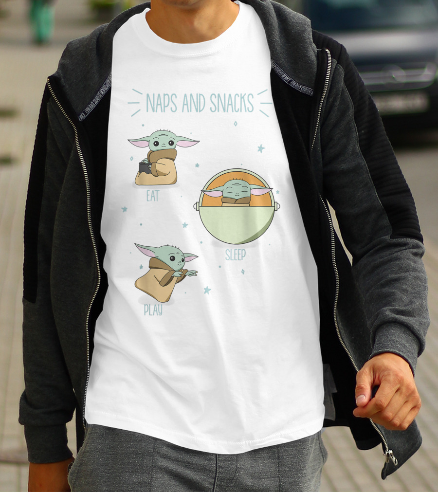 The Mandalorian The Child Eat Sleep Play Naps And Snacks Doodles T-Shirt