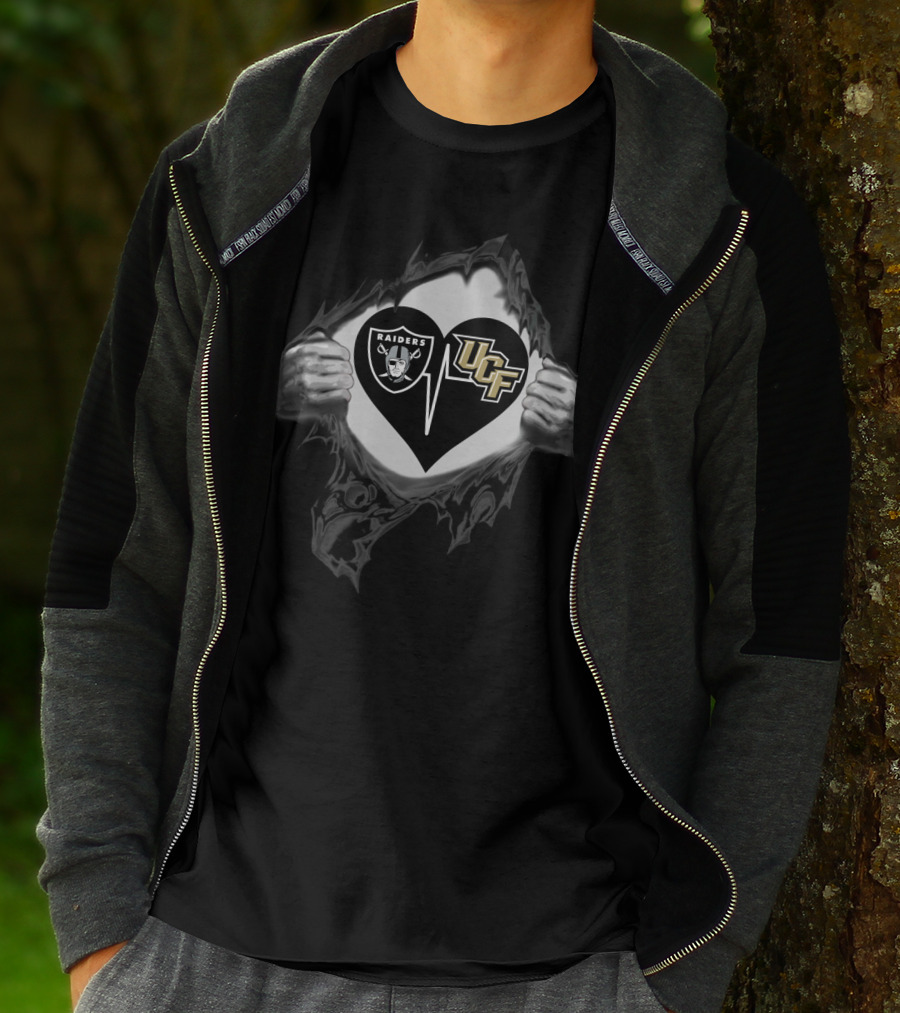 Raiders Nfl And Ucf Knights Heart T-Shirt