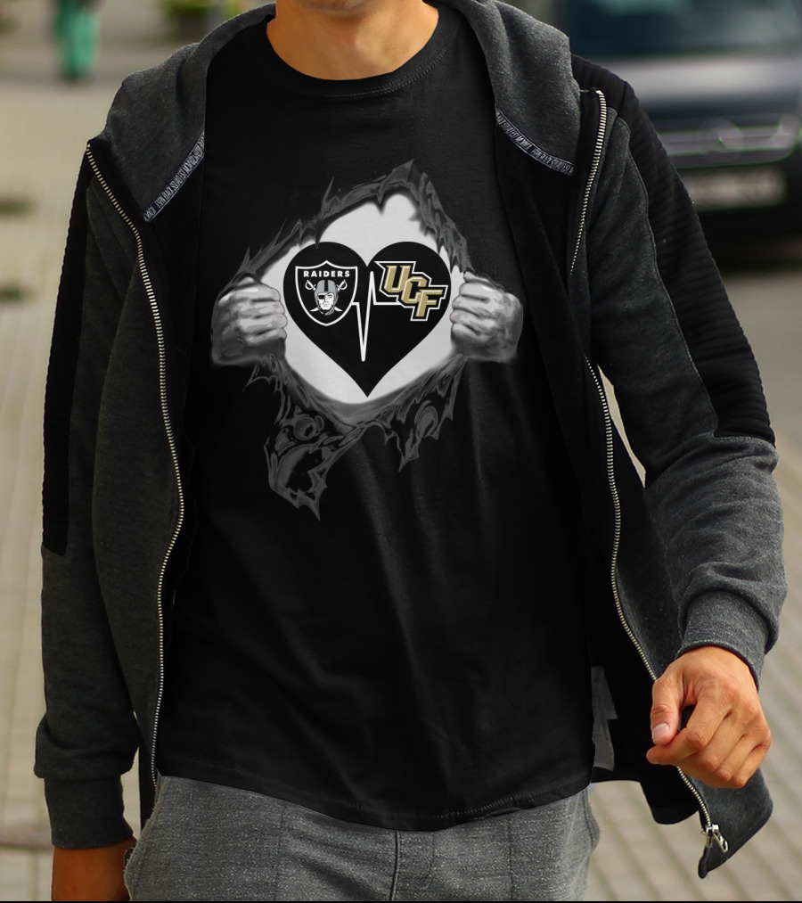 Raiders Nfl And Ucf Knights Heart T-Shirt