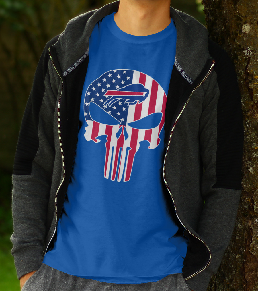 Buffalo Bills American Flag Skull T-Shirt