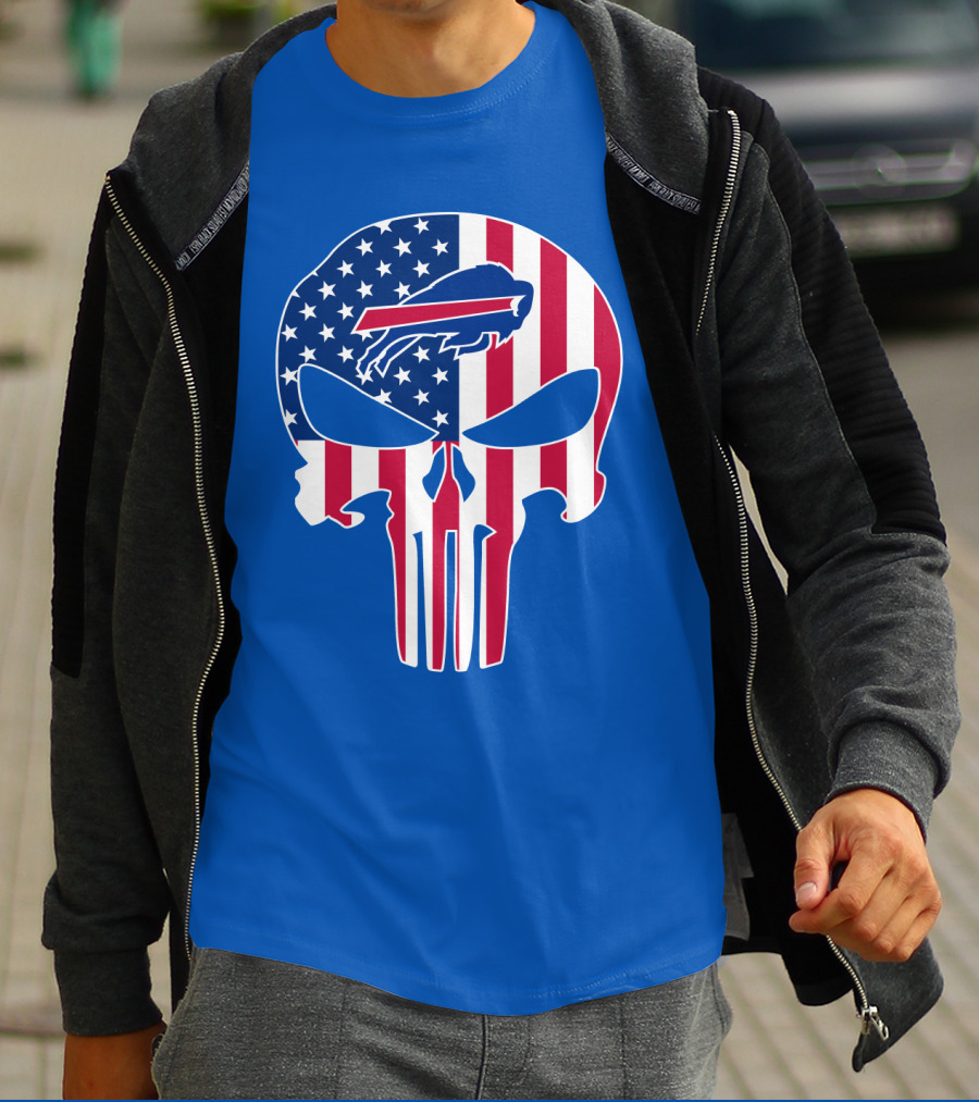 Buffalo Bills American Flag Skull T-Shirt