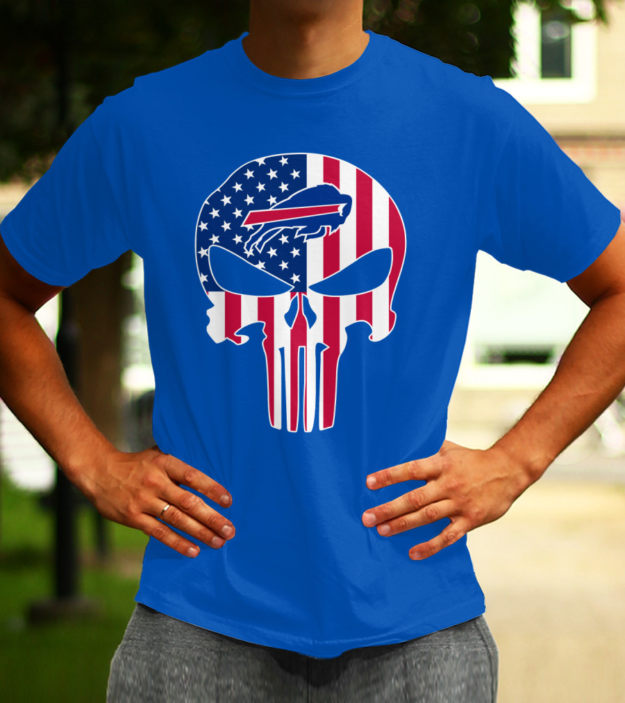 Buffalo Bills American Flag Skull T-Shirt