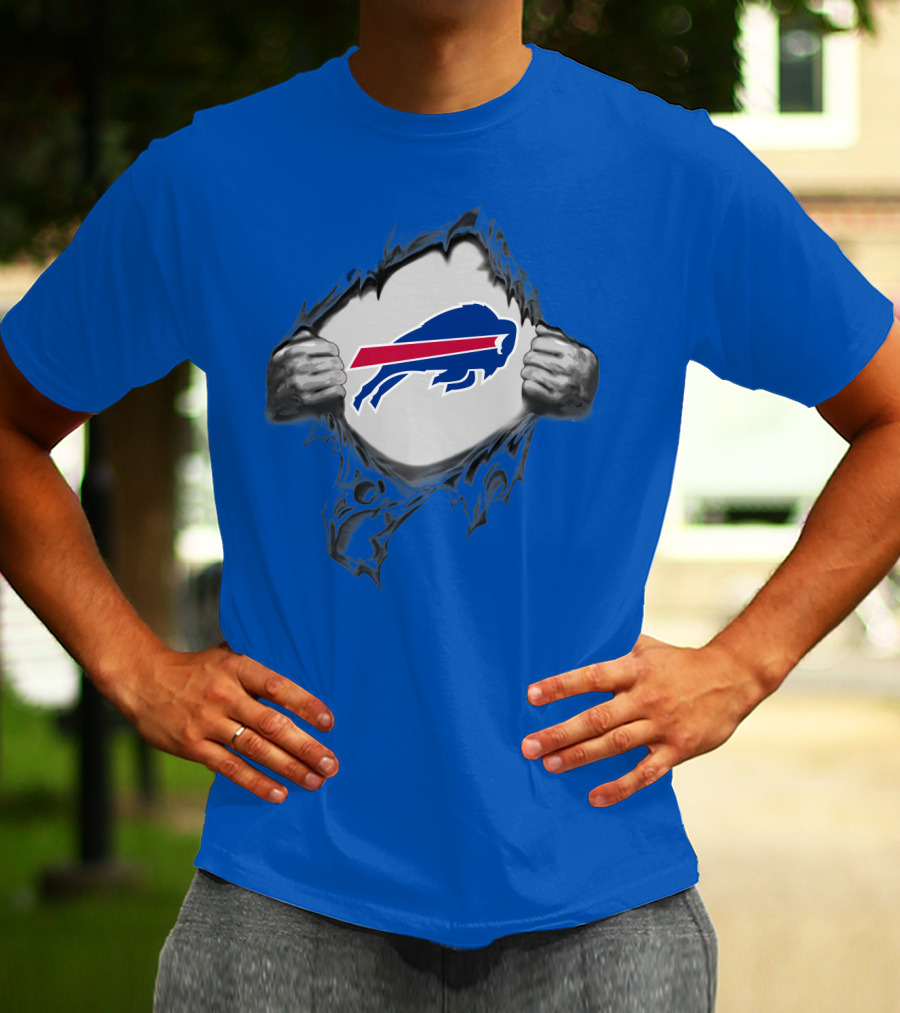 Buffalo Bills Superhero Buffalo Logo Peeking Through T-Shirt