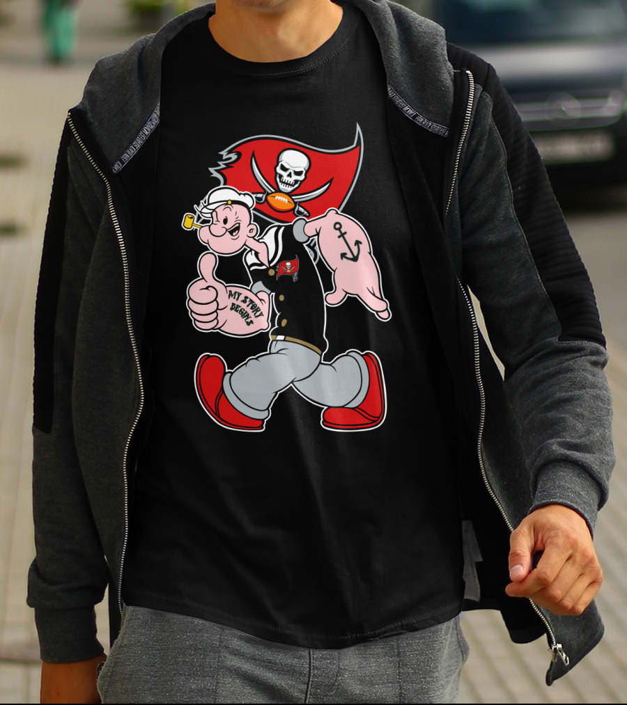 Buccaneers Pirate Popeye My Spicy Delight Skull Flag Football Anchor T-Shirt