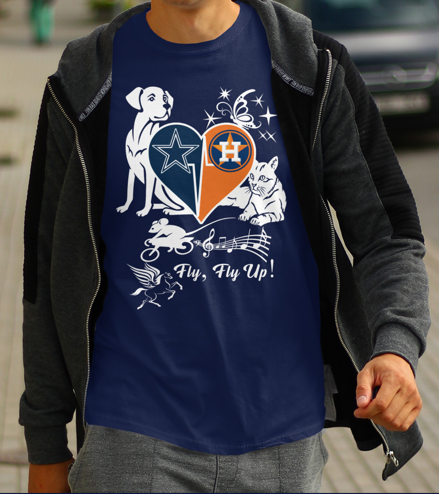 Cowboys Astros Heart Fly Fly Up Music Stars Butterfly Pegasus Dog Cat Mouse T-Shirt