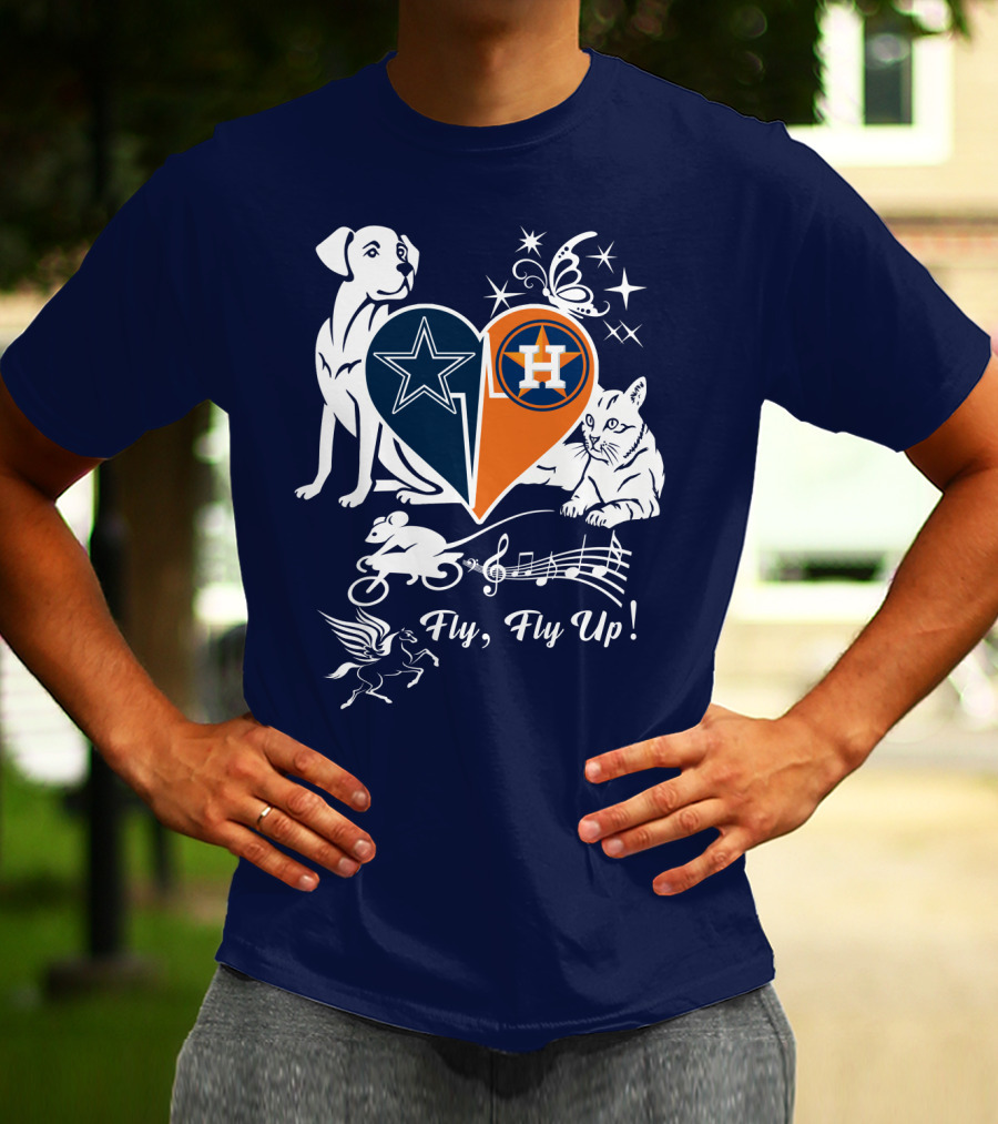 Cowboys Astros Heart Fly Fly Up Music Stars Butterfly Pegasus Dog Cat Mouse T-Shirt