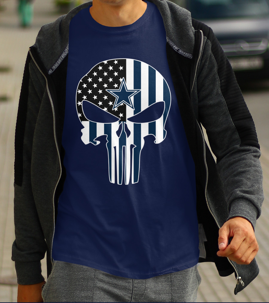 Cowboys Skull With Star And American Flag T-Shirt