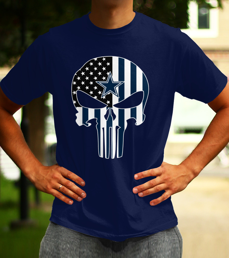 Cowboys Skull With Star And American Flag T-Shirt