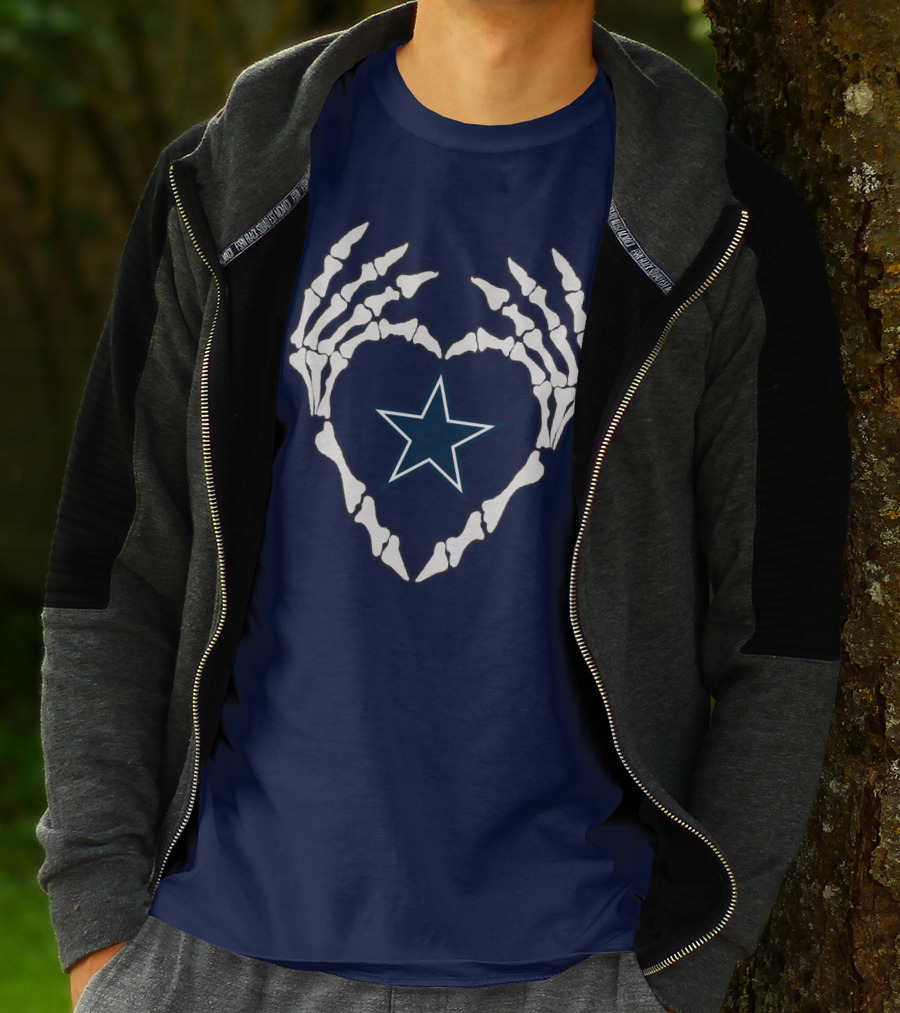 Cowboys Skeleton Hands Heart Star T-Shirt