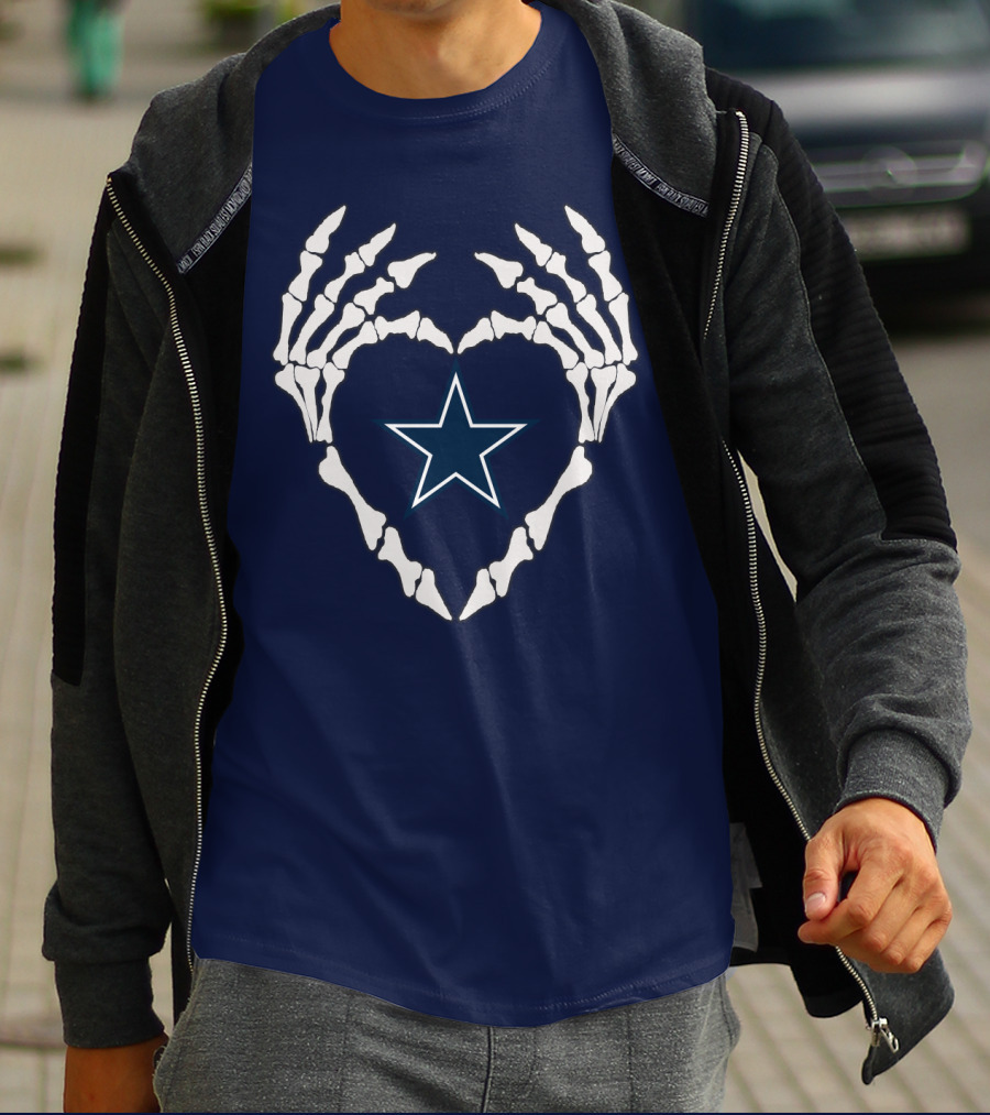 Cowboys Skeleton Hands Heart Star T-Shirt