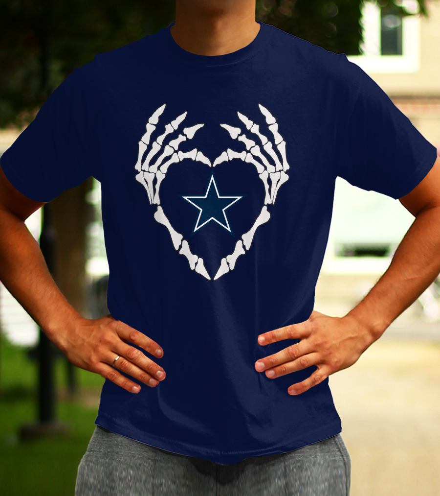 Cowboys Skeleton Hands Heart Star T-Shirt
