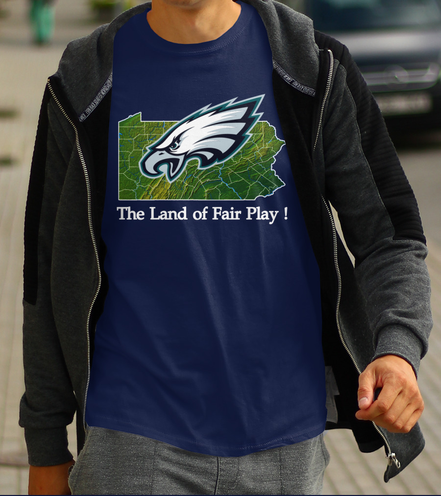 Philadelphia Eagles The Land Of Fair Play Pennsylvania Map T-Shirt