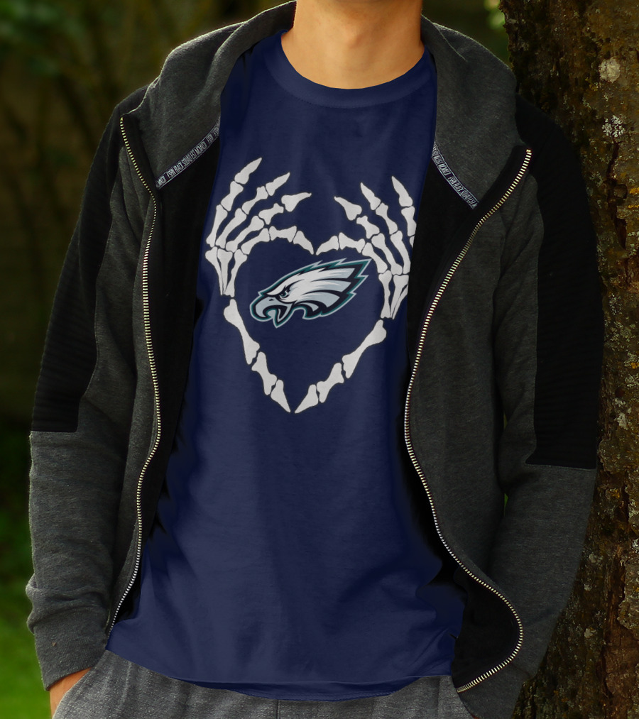 Eagles Logo Skeletal Heart Shape T-Shirt