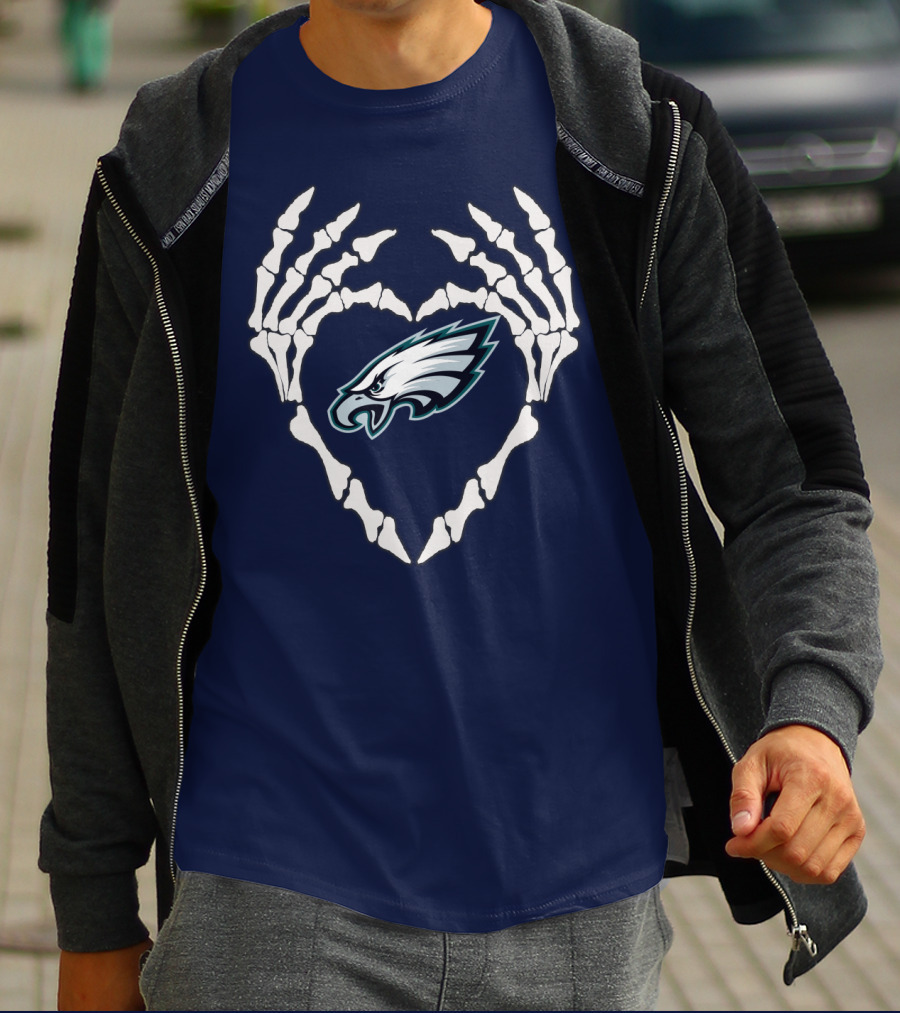Eagles Logo Skeletal Heart Shape T-Shirt