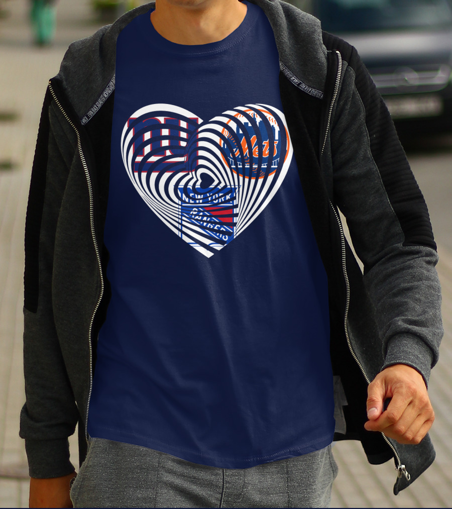New York Giants Mets Rangers Heart T-Shirt