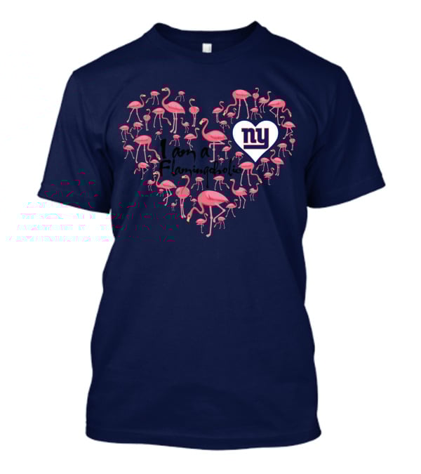 I Am A Flamingoholic Ny Giants Heart Flamingo Collection T-Shirt