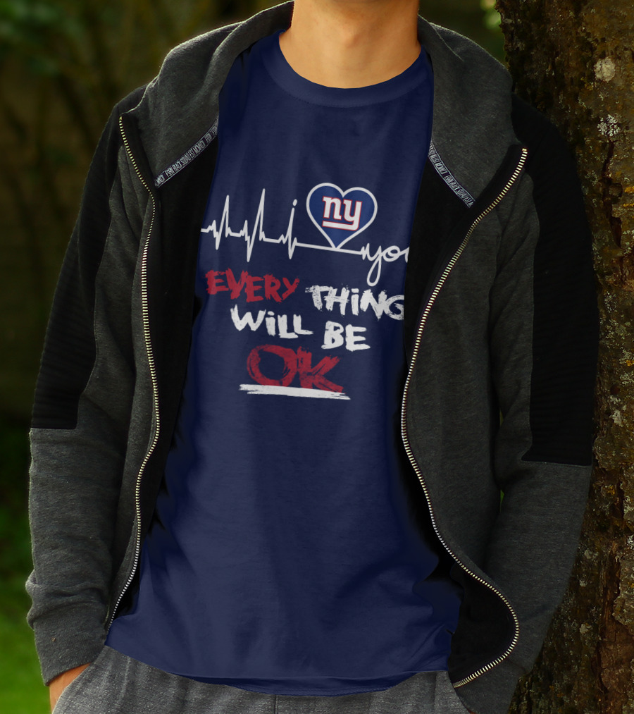 Ny Giants Heartbeat Every Thing Will Be Ok T-Shirt