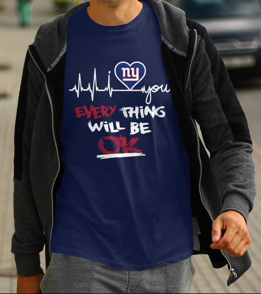 Ny Giants Heartbeat Every Thing Will Be Ok T-Shirt