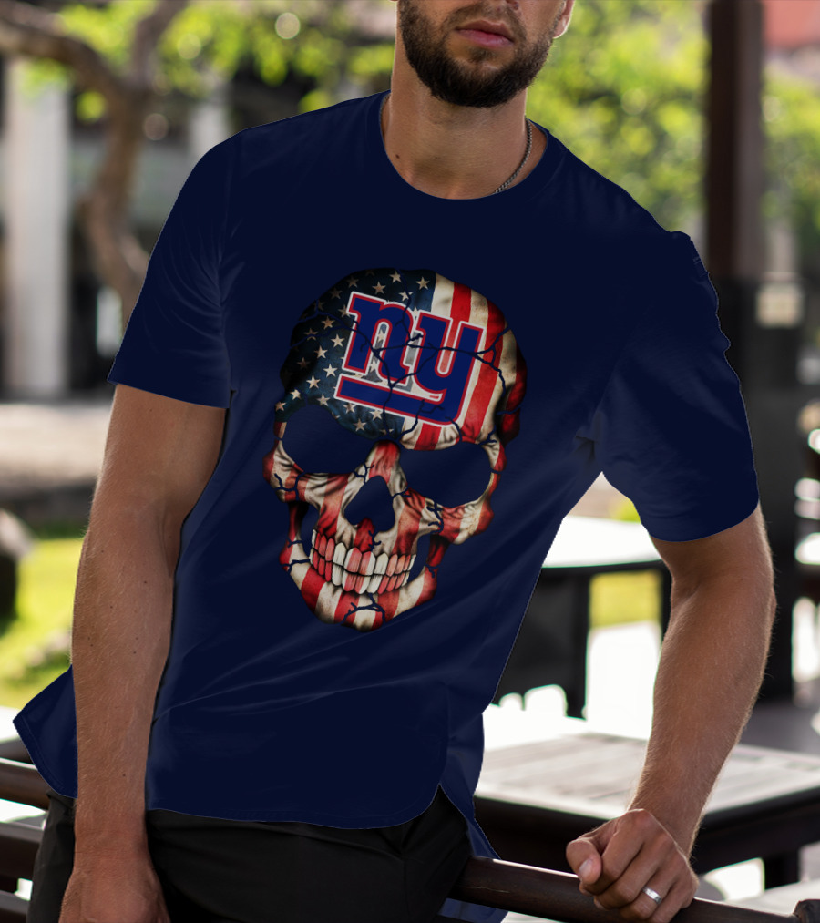 Ny Giants American Flag Skull T-Shirt