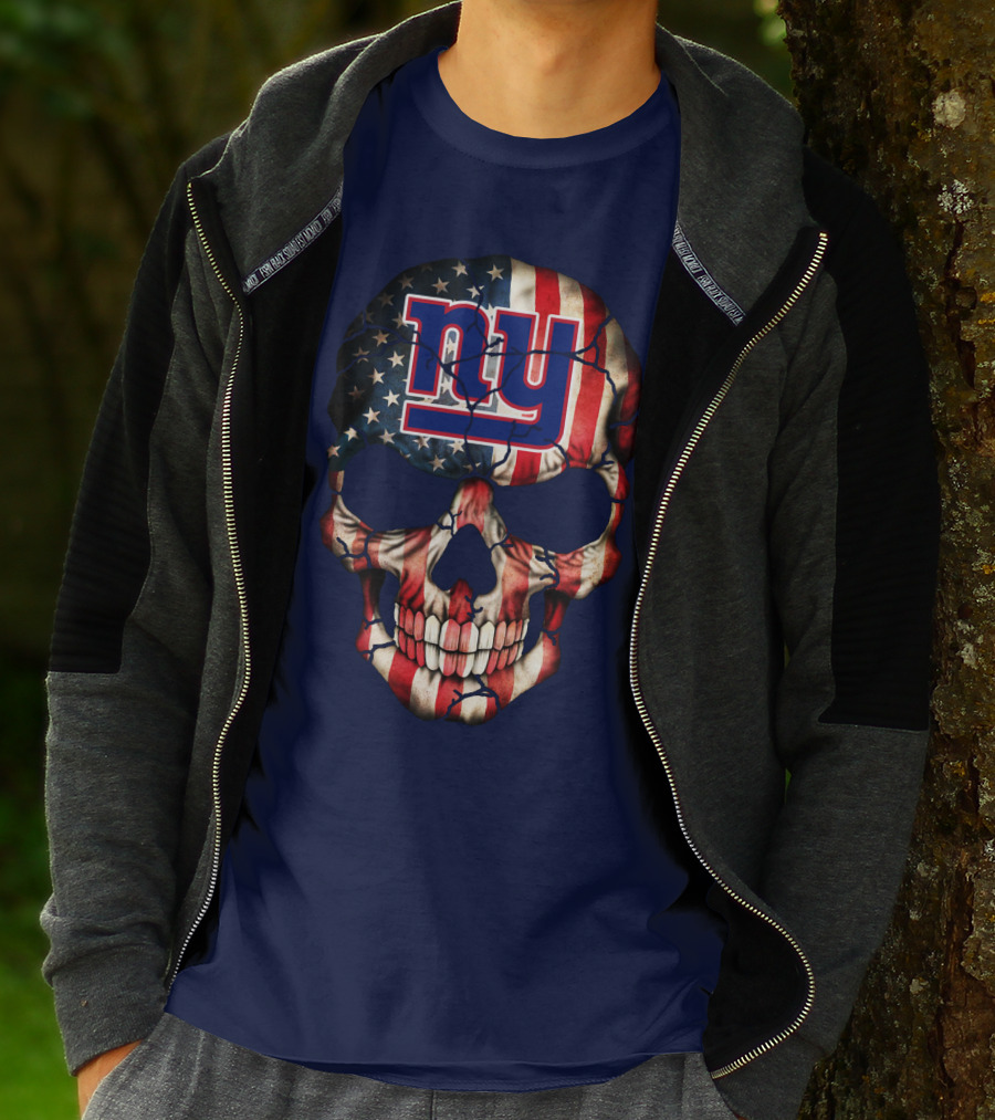 Ny Giants American Flag Skull T-Shirt