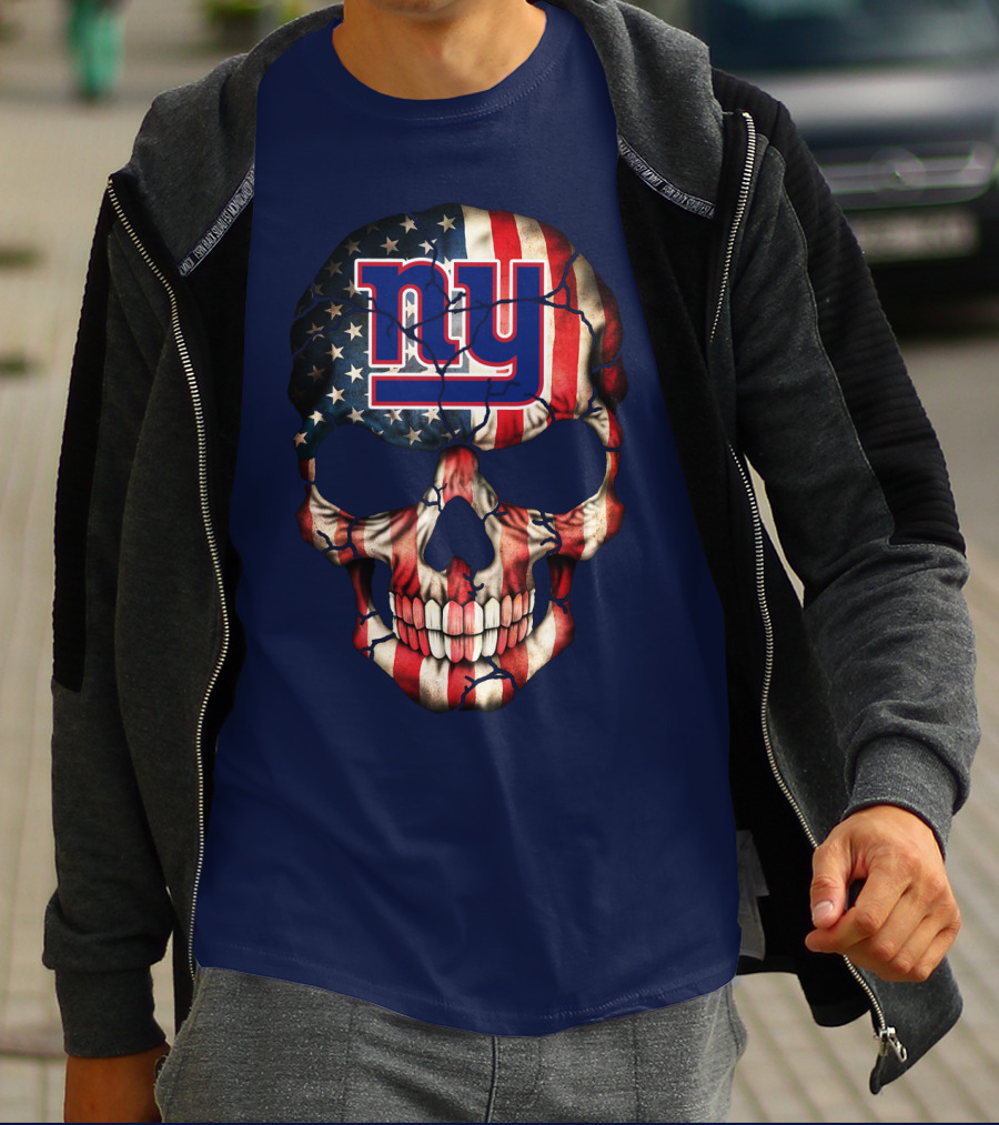 Ny Giants American Flag Skull T-Shirt