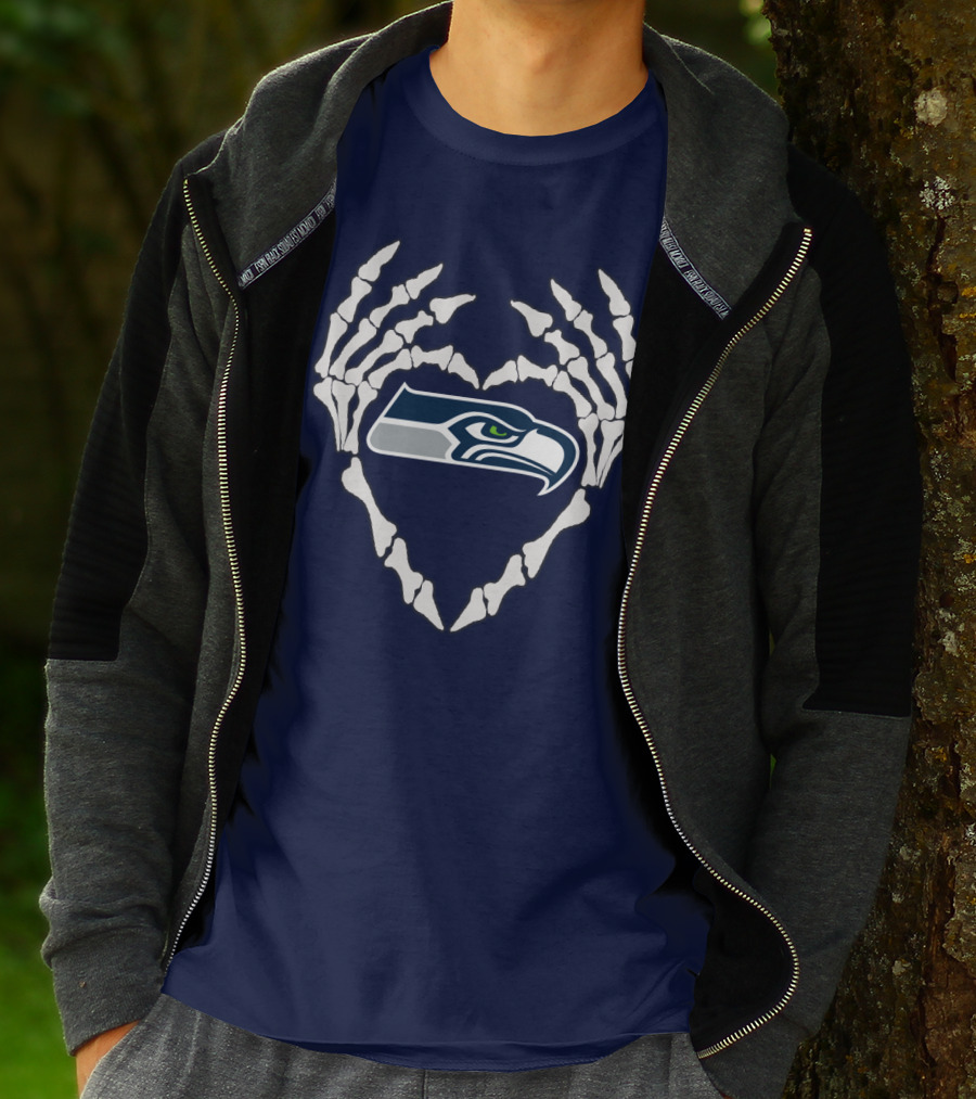 Seahawks Skull Bones Heart T-Shirt